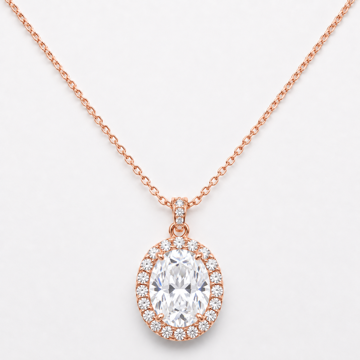 Oval Cut Diamond CZ Necklace