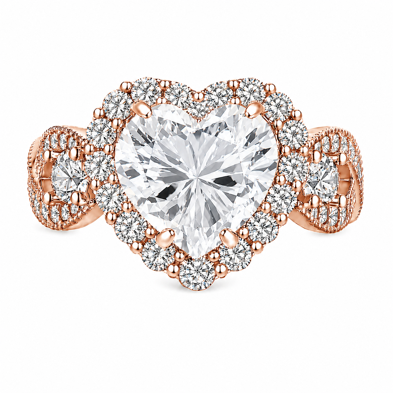 Diamond CZ Halo Heart Infinity Ring (Choose your plating)