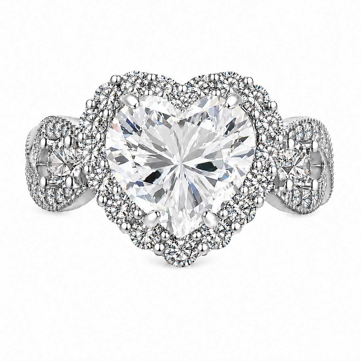 Diamond CZ Halo Heart Infinity Ring (Choose your plating)