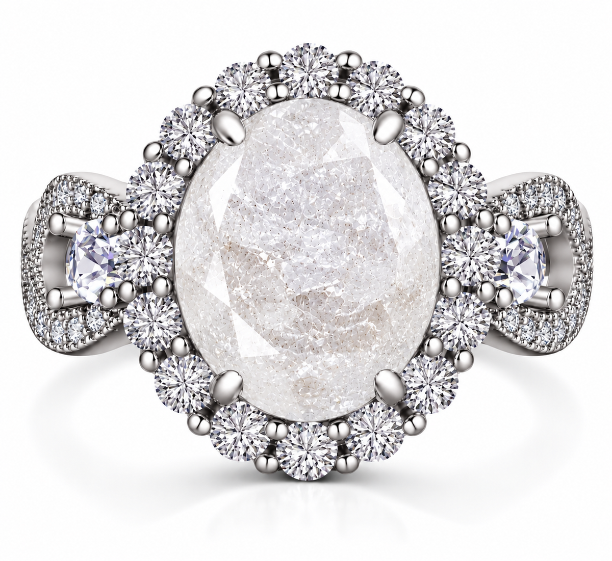 *PRE-ORDER - 925 Sterling Silver Infinity Oval Cut White Ice & Diamond CZ Ring
