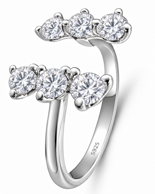 Sterling Silver Diamond Cubic Zirconia Split Ring