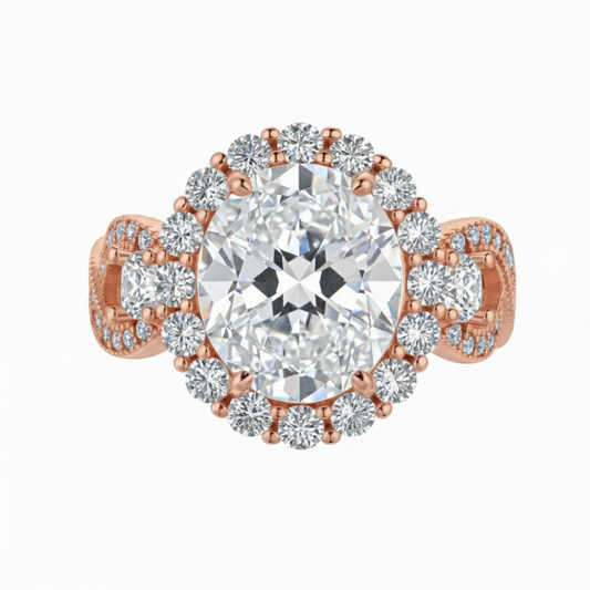 Oval Cut Diamond CZ Infinity Band Ring (Rhodium or Rose Gold)