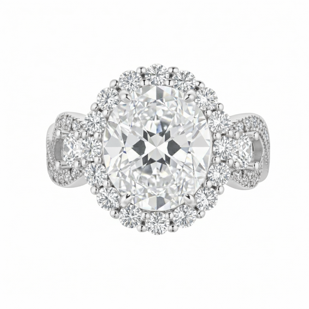 Oval Cut Diamond CZ Infinity Band Ring (Rhodium or Rose Gold)