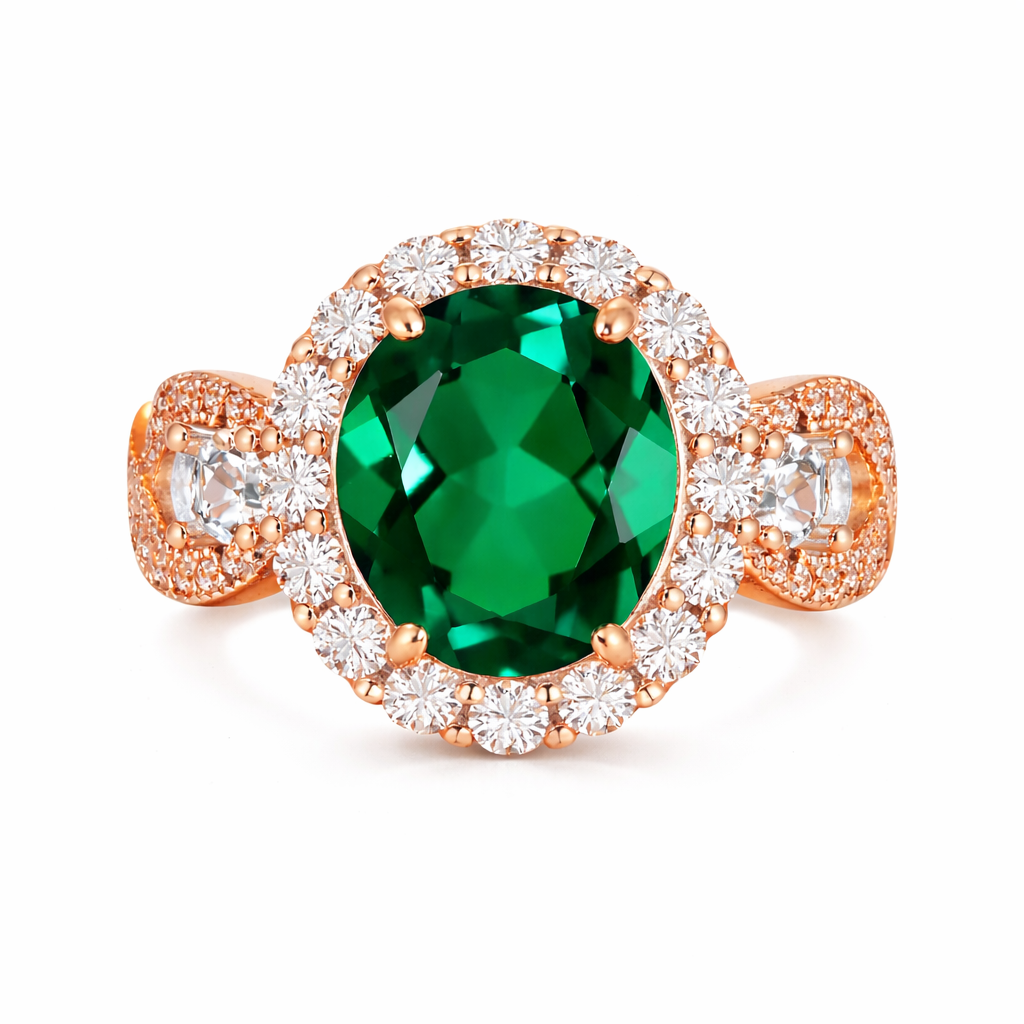 PRE-ORDER - 925 Sterling Silver Infinity Oval Cut Green Emerald CZ Ring (Choose your plating)