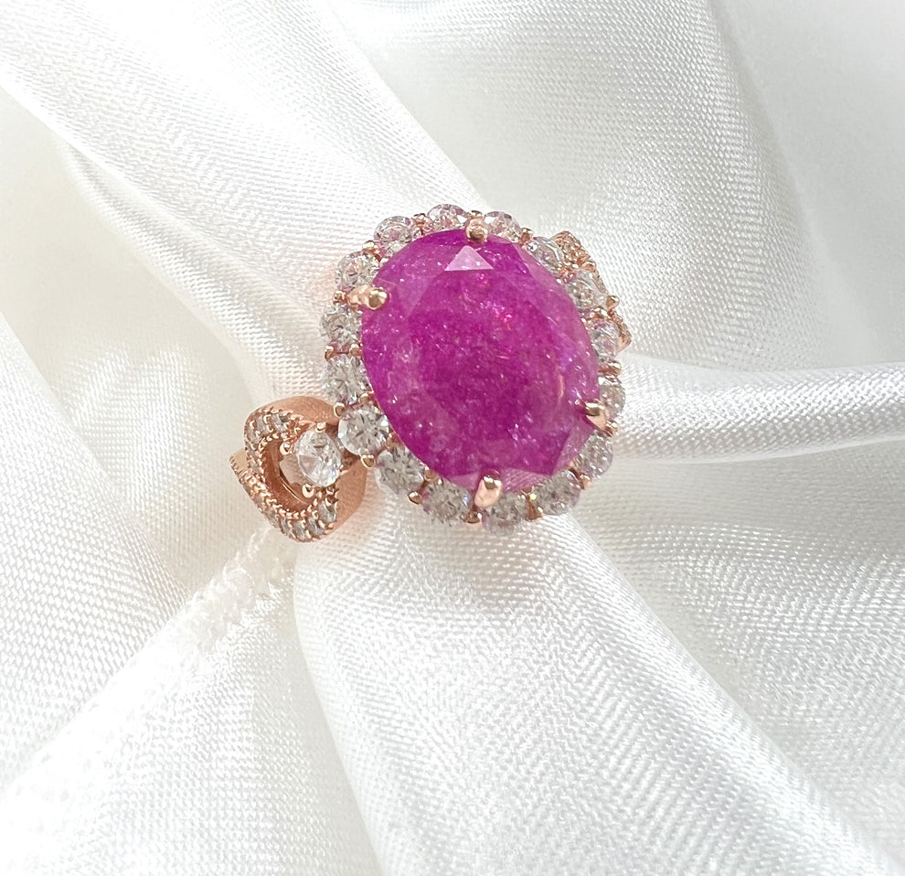 Oval Cut Hot Pink Ice & Diamond CZ Ring – Pink Ice Jewelry