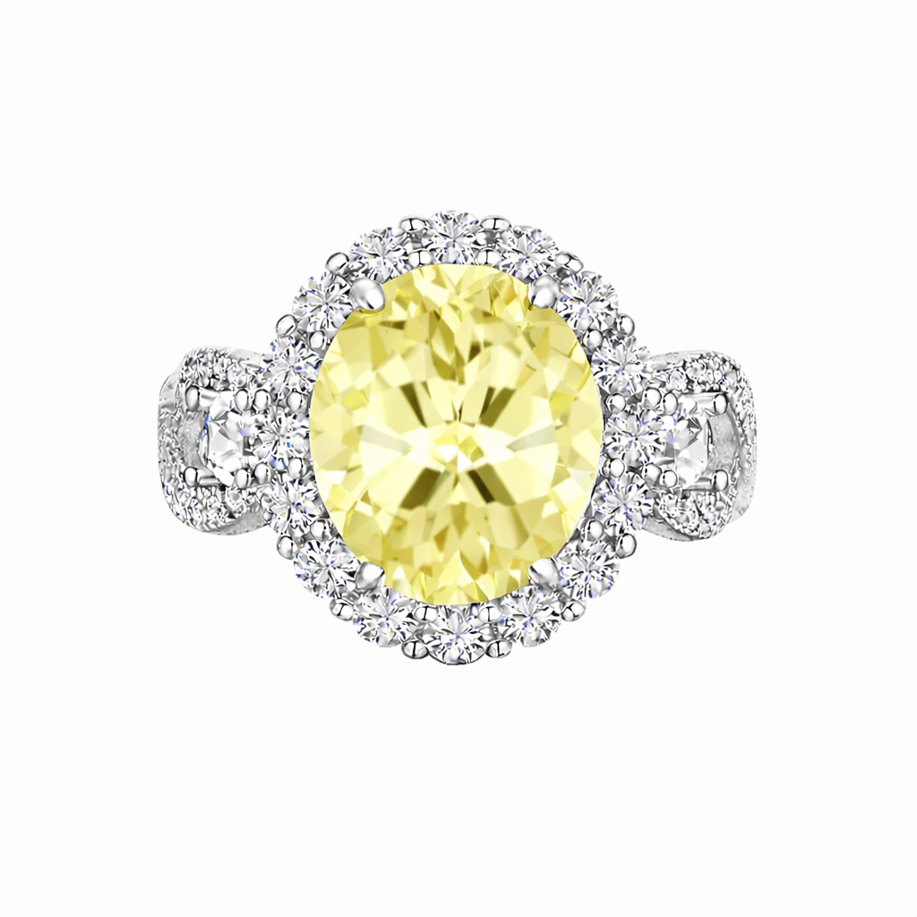 *PRE-ORDER - 925 Sterling Silver Infinity Oval Cut Lemon Yellow CZ Ring