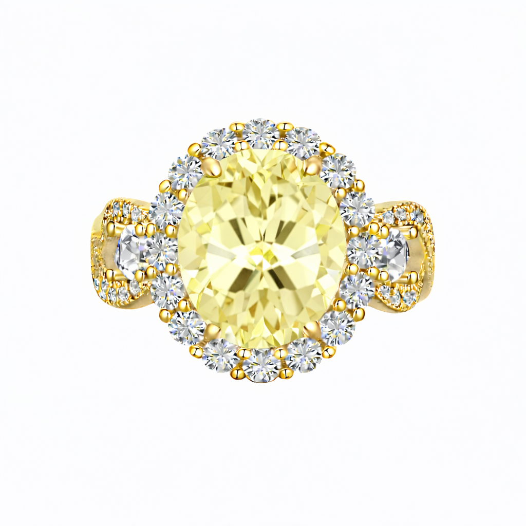 *PRE-ORDER - 925 Sterling Silver Infinity Oval Cut Lemon Yellow CZ Ring