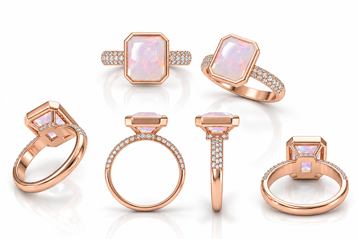 PRE-ORDER - Pink Moonstone Bezel Ring (Choose your plating)