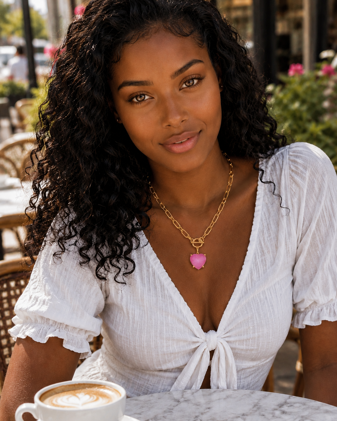 Pink Sorbet Heart Crystal Paperclip Necklace - Durable Zinc Steel Design