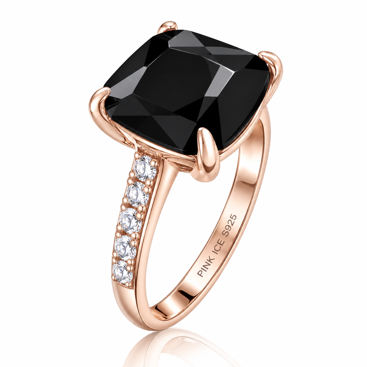 *PRE-ORDER* 925 Sterling Silver Black Onyx Solitair Pave Band Ring (Rose Gold or Rhodium)
