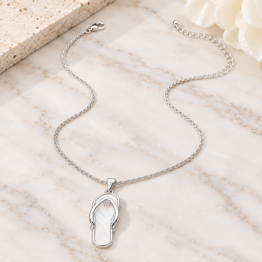 Mother-of-Pearl Inspired Flip Flop Pendant Necklace