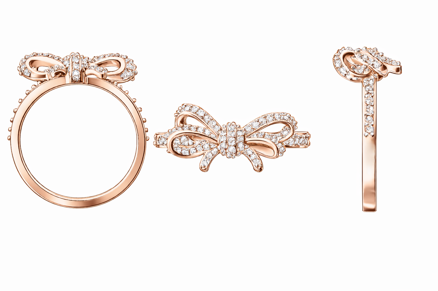 Sparkling Bow Tie Ring (Rhodium, Rose Gold & Yellow Gold)
