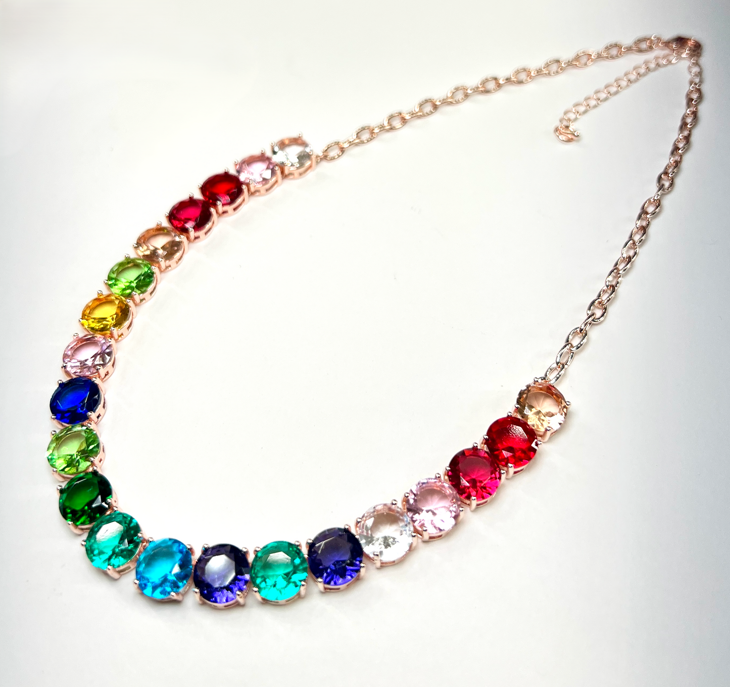 Taffy Jewel Candy Statement Necklace on Rose Gold