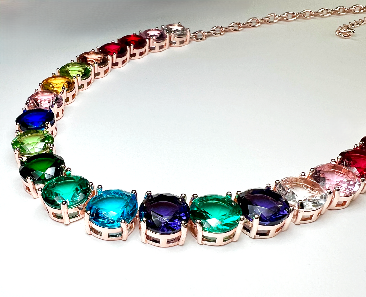 Taffy Jewel Candy Statement Necklace on Rose Gold