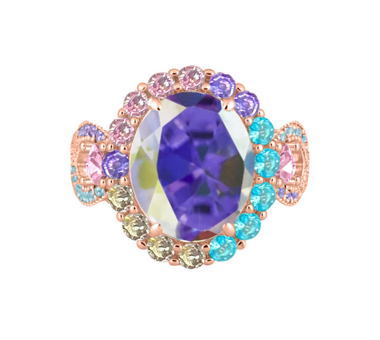 PRE-ORDER - 925 Sterling Silver Infinity Oval Cut Multi-Color CZ Ring (Rhodium or Rose Gold)