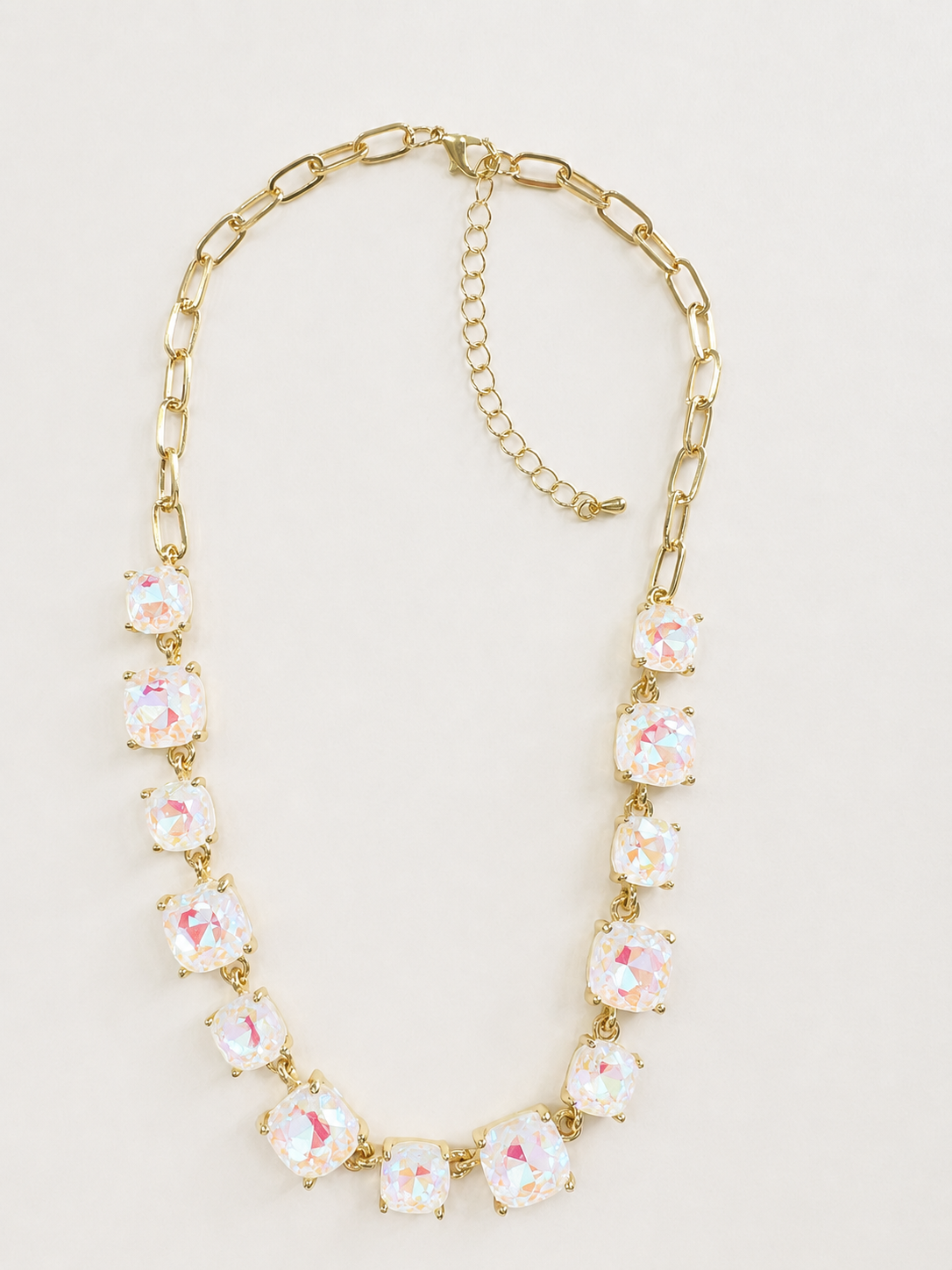 AB Crystal Chain Link Necklace - Durable Zinc Steel Design