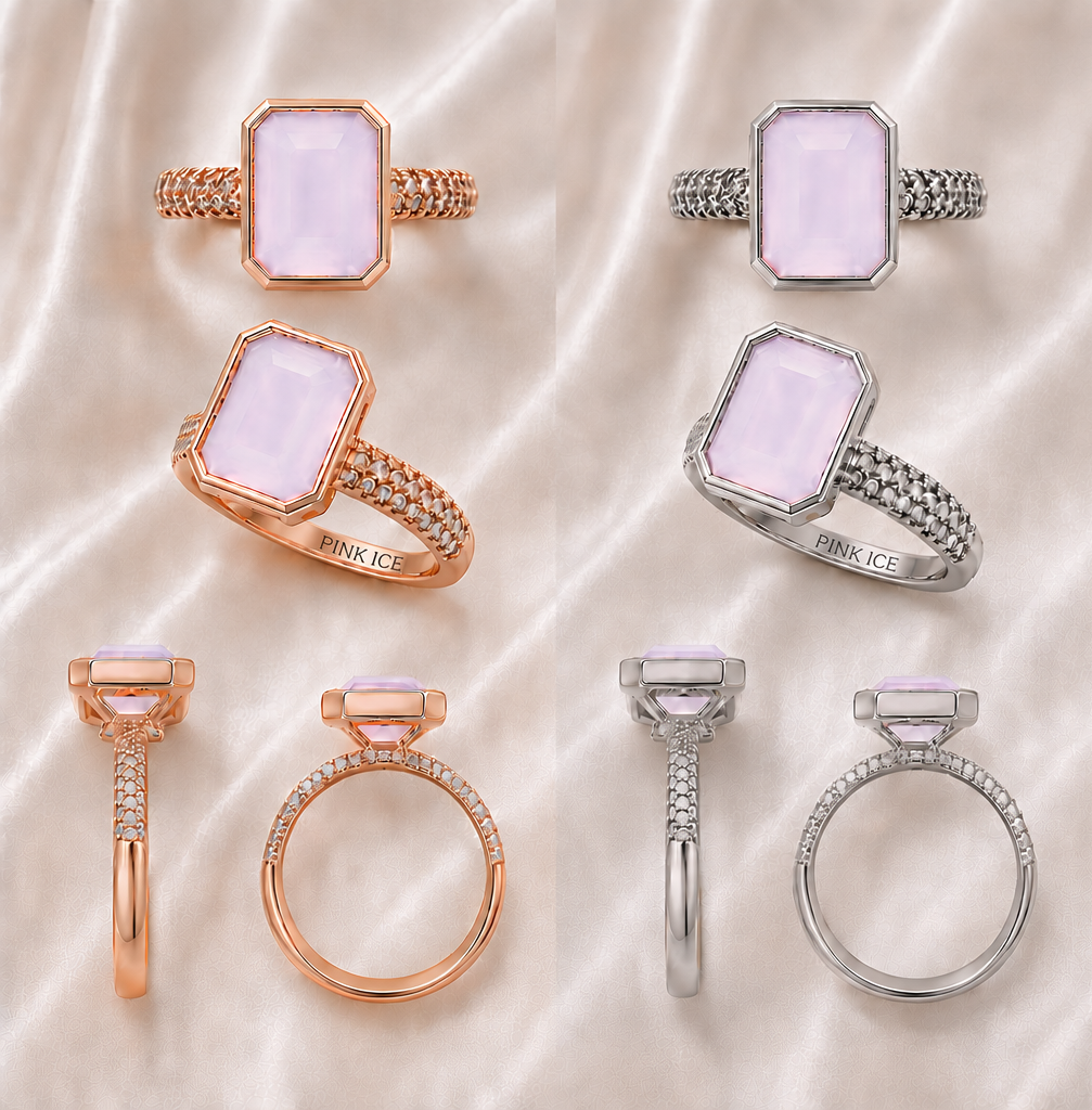 PRE-ORDER - Pink Moonstone Bezel Ring (Choose your plating)