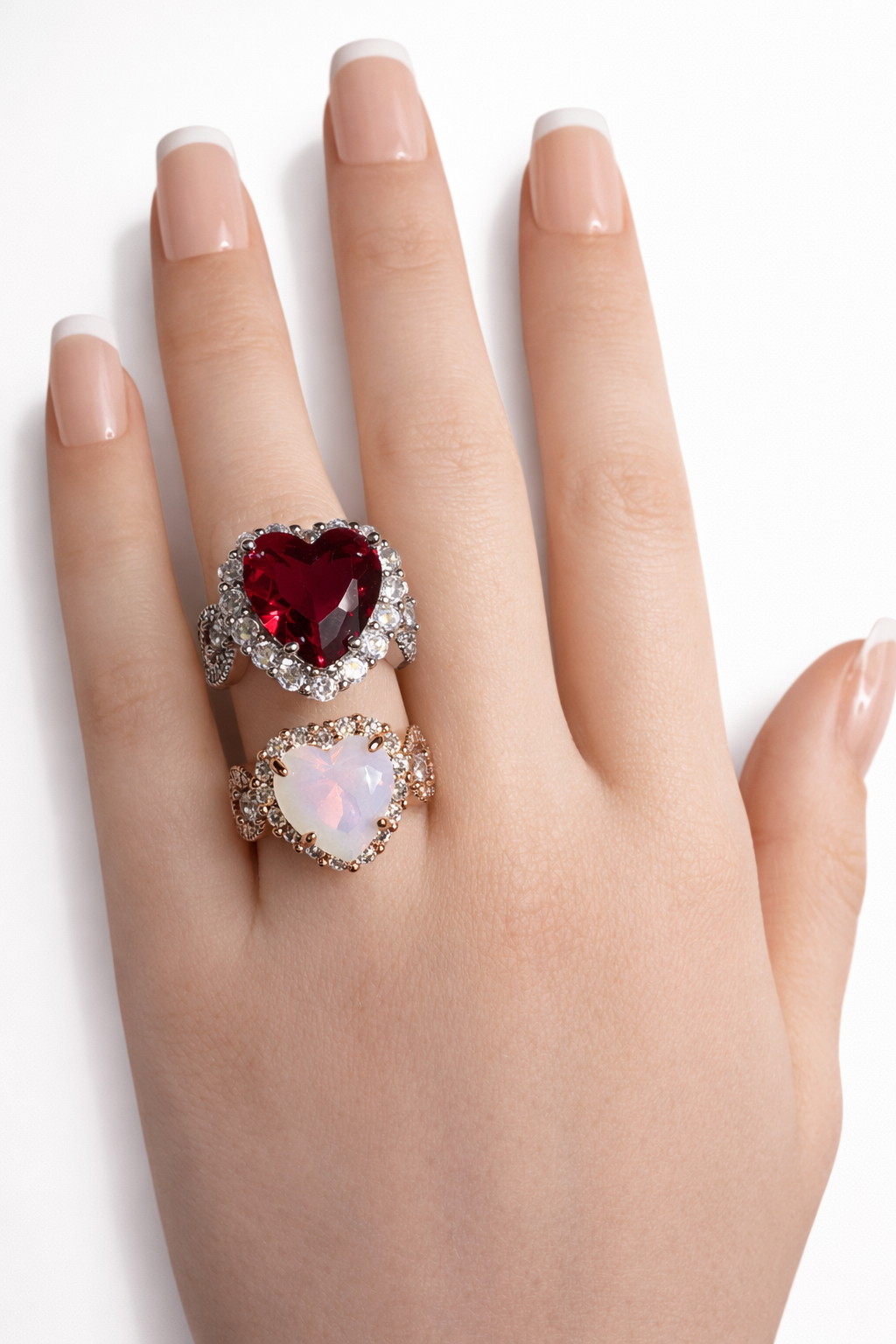 Crimson XL Royale Halo Heart Statement Ring