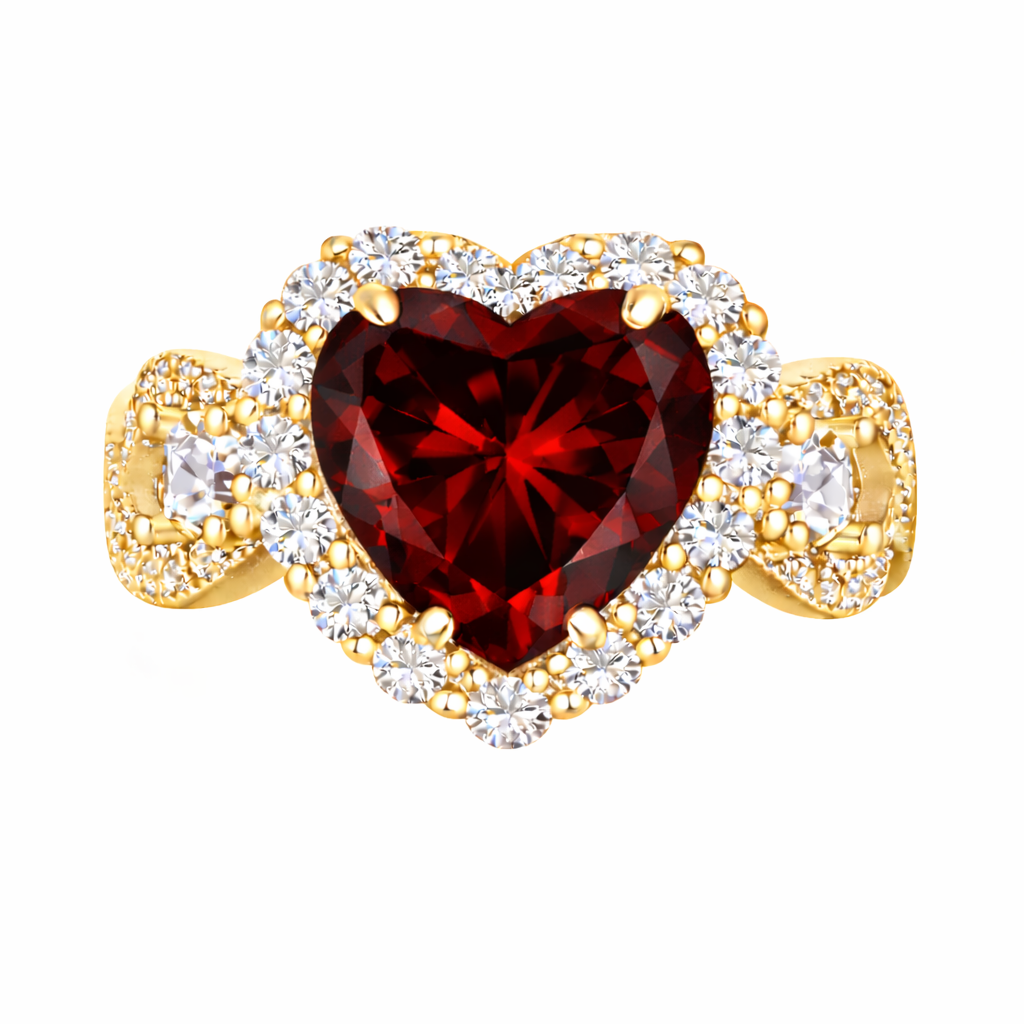 Crimson XL Royale Halo Heart Statement Ring