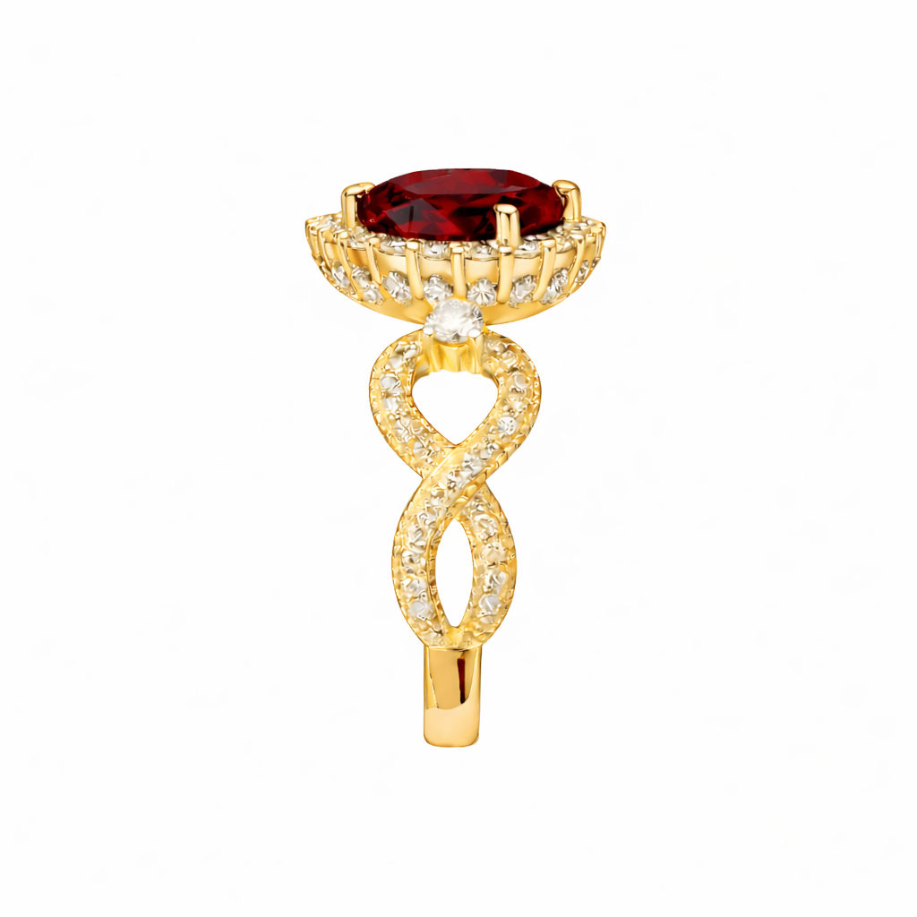 Crimson XL Royale Halo Heart Statement Ring