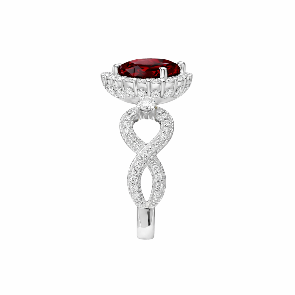 Crimson XL Royale Halo Heart Statement Ring