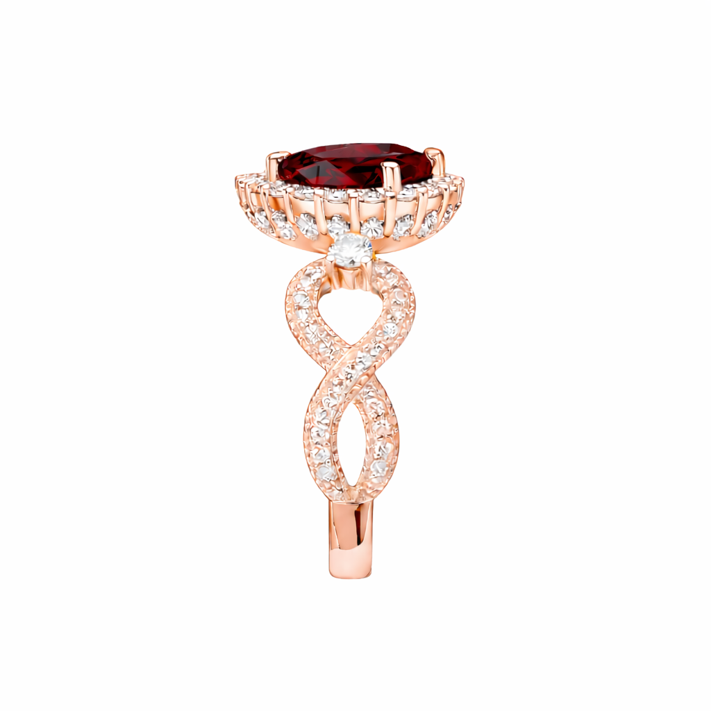 Crimson XL Royale Halo Heart Statement Ring