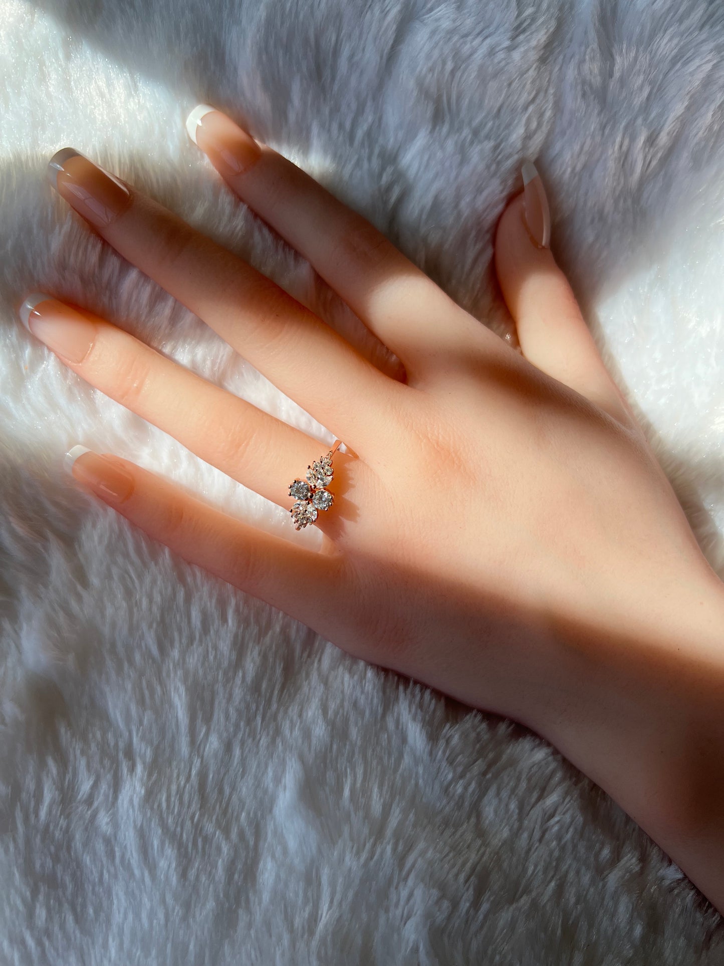 Sterling Silver Brilliant Butterfly Diamond Cubic Zirconia Ring on Rose Gold